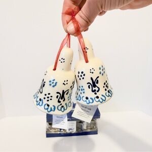 NEW Myth Arts Handmade Hand-Painted Ceramic Bell Ornaments — Set of 2 (Türkiye)